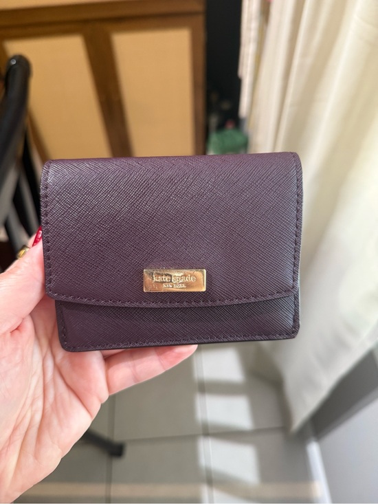 kate spade Handbags - kate spade Plum Compact Card Wallet with Gold Plaque